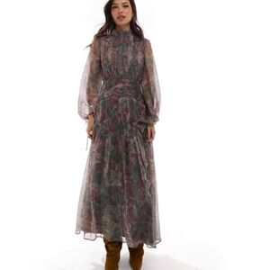 Asos Long sleeve Maxi Dress with blurred floral print